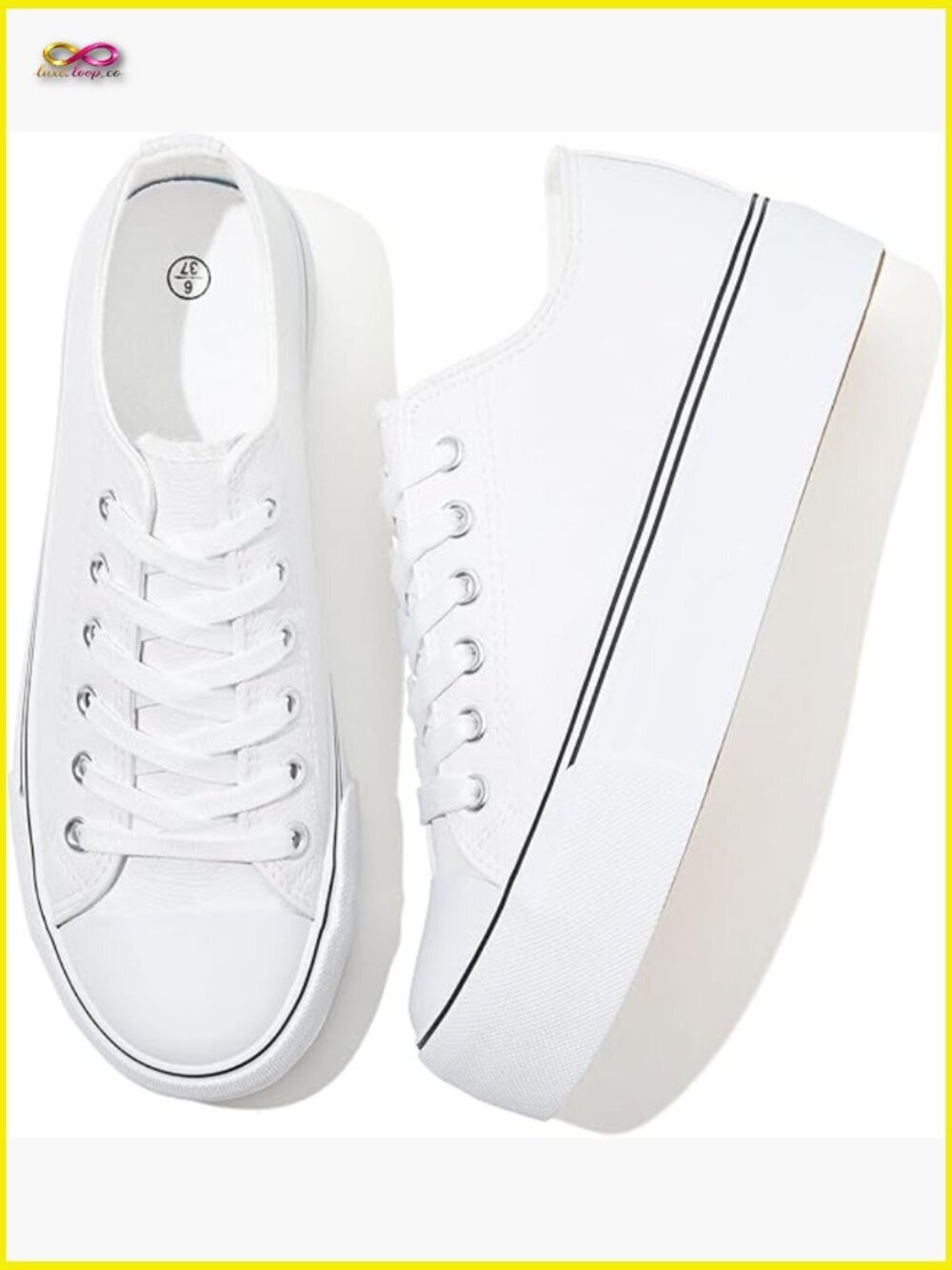 Platform Sneakers Classic Low Top Pu Leather Casual Walking Shoes Women